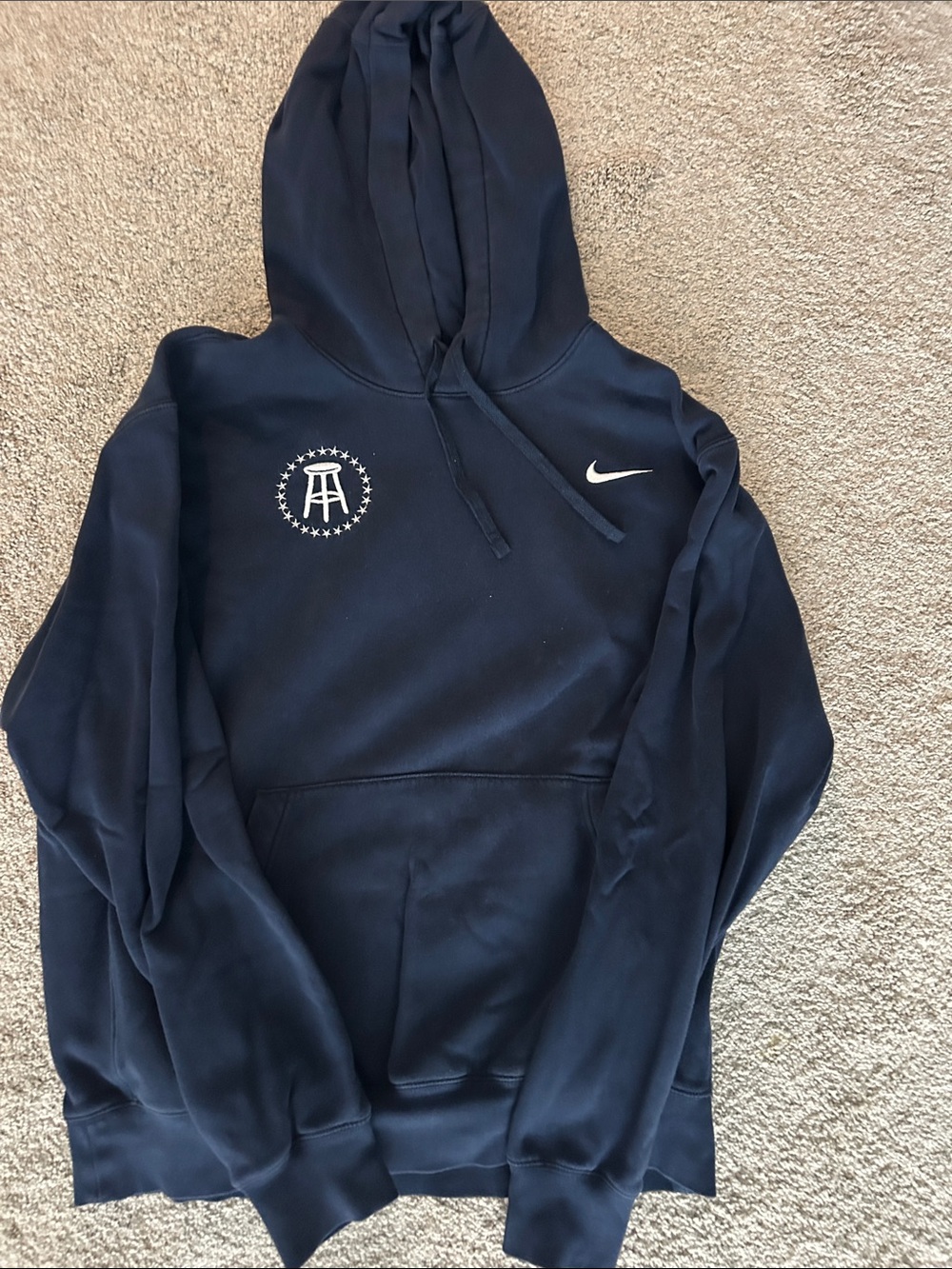 Nike “Barstool” Men's Navy Blue Hoodie with White Logos